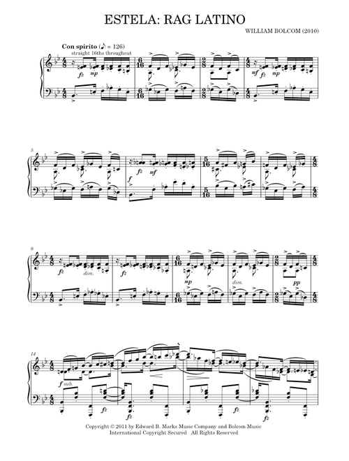 Estela: Rag Latino - William Bolcom (Piano Solo)