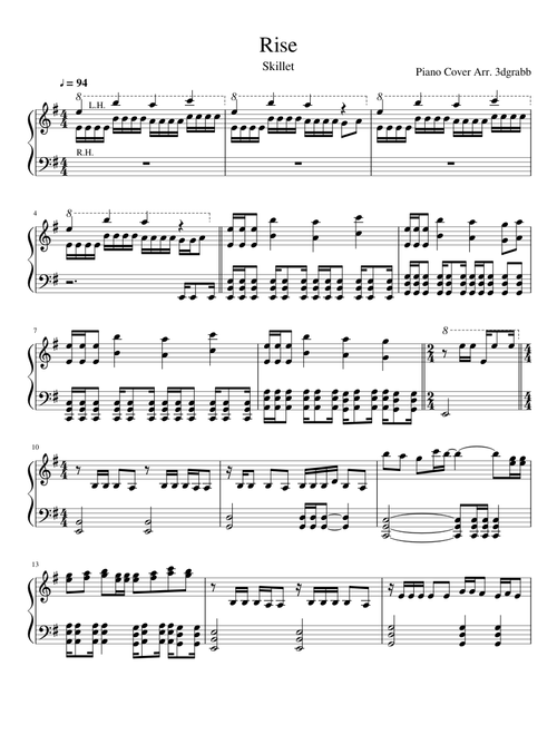 Rise - Skillet - Piano Cover (3dgrabb)