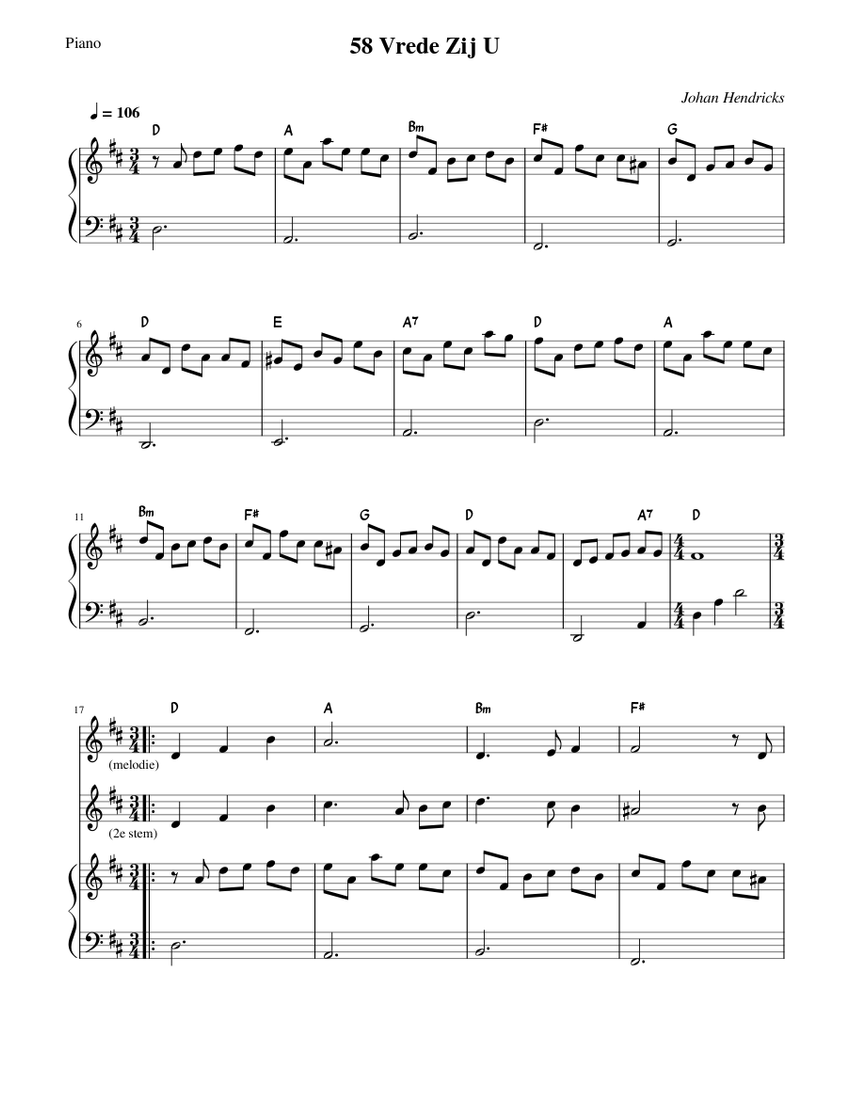 Opwekking 58 Vrede Zij U (Piano begeleiding) Sheet music for Piano, Vocals (Solo) Opwekking 58 Vrede Zij U (Piano begeleiding) Sheet music for Piano, Vocals (Solo)