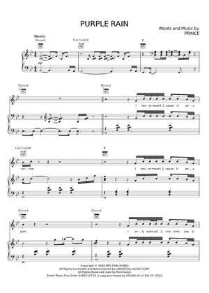 Play Official version of Purple rain Sheet Music by Prince for