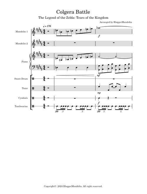 Colgera Battle – Masaya Kuzume | Mandolin Sheet Music