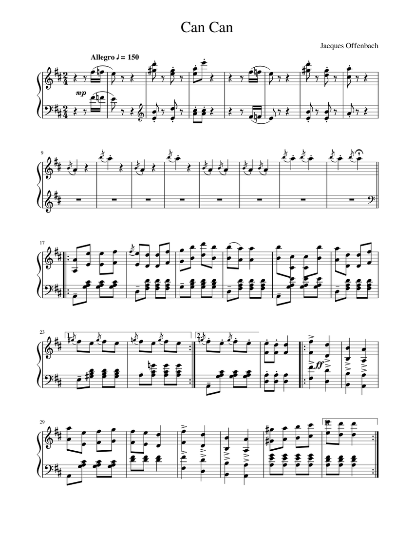 Can Can Sheet Music for Piano (Solo) | MuseScore.com