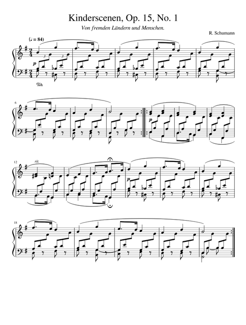 R. Schumann - Kinderszenen No. 1: Von fremden Ländern und Menschen.