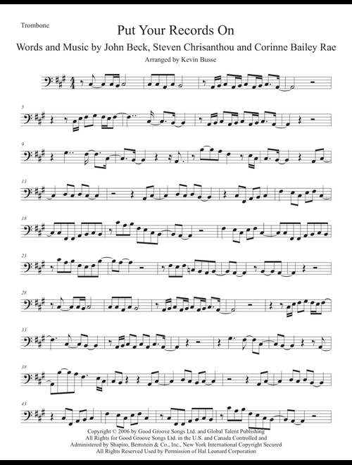 Put Your Records On (Arr. Kevin Busse) - Corinne Bailey Rae (Trombone Solo)