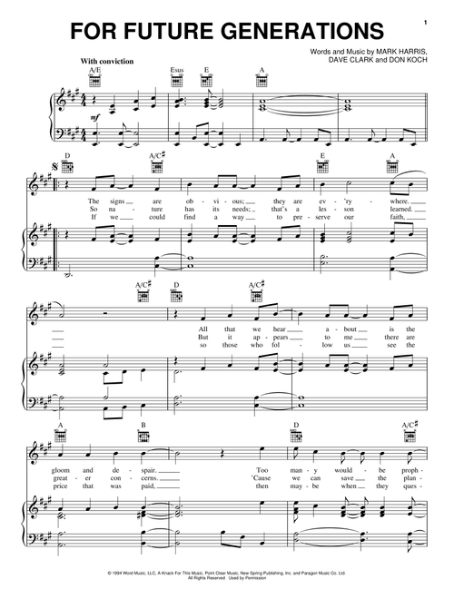 For Future Generations - 4Him (Piano-Vocal-Guitar)