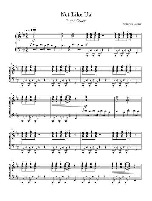 Not Like Us – Kendrick Lamar - Piano Cover