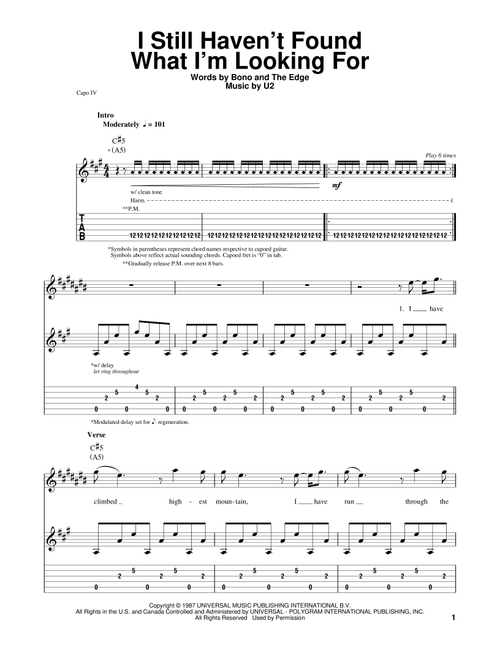I Still Haven't Found What I'm Looking For - U2 (Guitar Tab Play-Along)