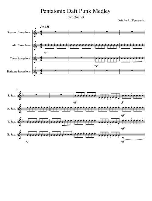 Pentatonix Daft Punk Medley Sax Quartet