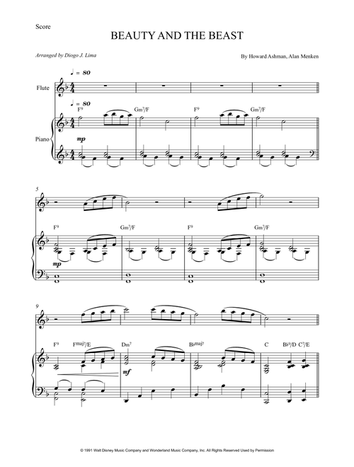 Beauty And The Beast (Arr. Diogo J. Lima) - Celine Dion & Peabo Bryson (Flute and Piano)