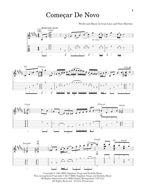 Comecar De Novo (Arr. Matt Otten) - Ivan Lins (Solo Guitar)