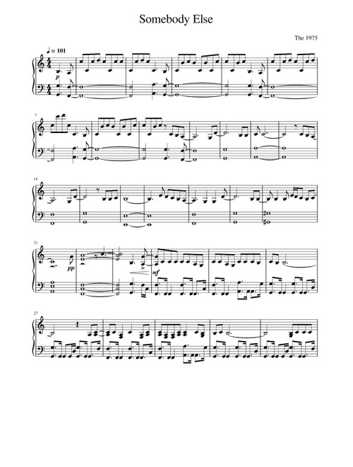 Somebody Else (Arr. The 1975) (Piano Solo)