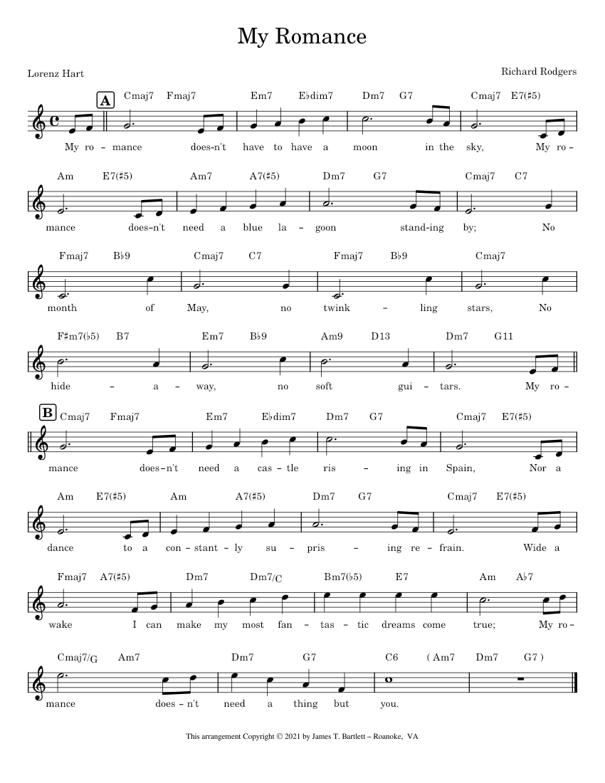My Romance [lead sheet] Sheet music for Piano (Solo) Easy