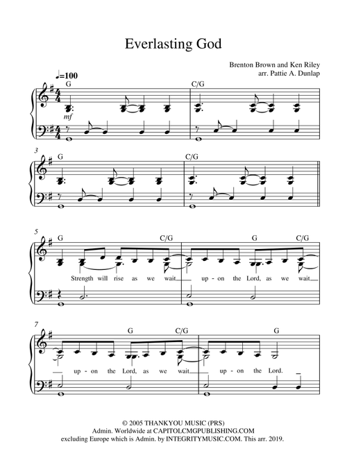 Everlasting God (Arr. Pattie A. Dunlap) - Lincoln Brewster (Piano Vocal)