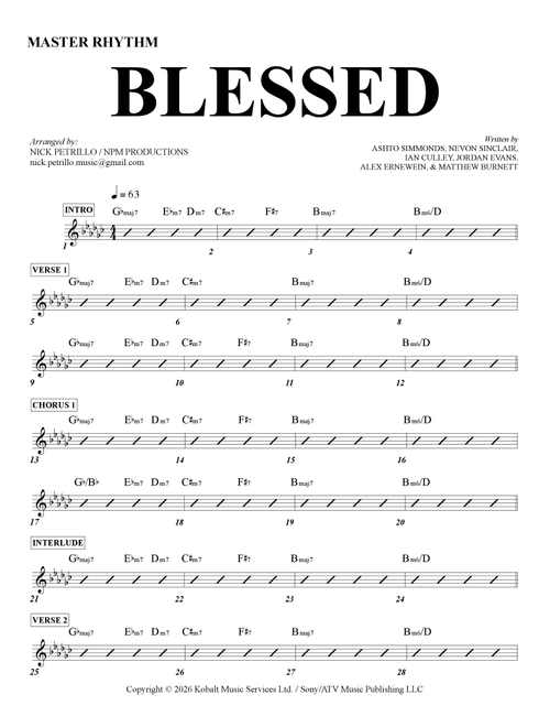 Blessed (Arr. Nick Petrillo) - Daniel Caesar (Lead Sheet - Fake Book)