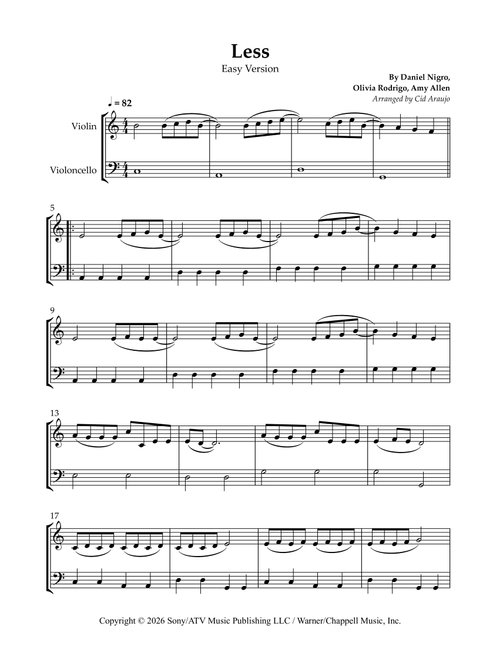 Less (Arr. Cid Araujo) - Olivia Rodrigo (Instrumental Duet)