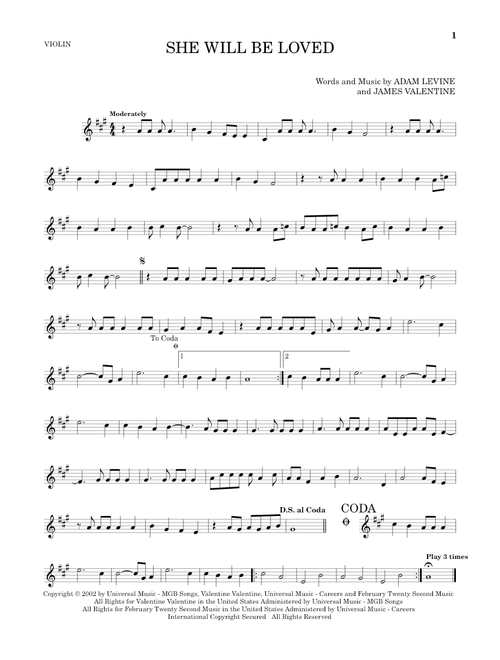 She Will Be Loved - Maroon 5 (Violin Solo)
