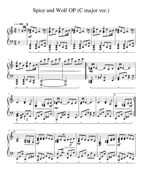 Spice and Wolf OP — Tabi no Tochuu (Full ver.) [C major]