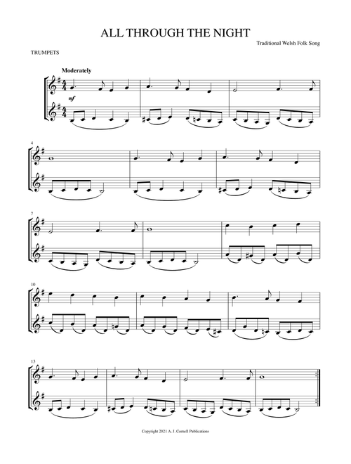 All Through the Night (Arr. Mark Phillips) - Traditional (Trumpet Duet)