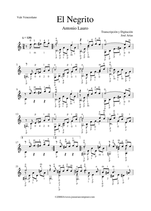 Antonio Lauro - La Negra – guitar TAB Sheet Music for Guitar (Solo