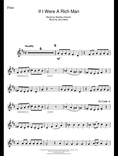 If I Were A Rich Man (from Fiddler On The Roof) - Bock & Harnick (Flute Solo)