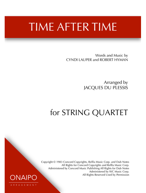 Time After Time (Arr. ONAIPO ARRANGEMENT) - Cyndi Lauper (String Quartet)