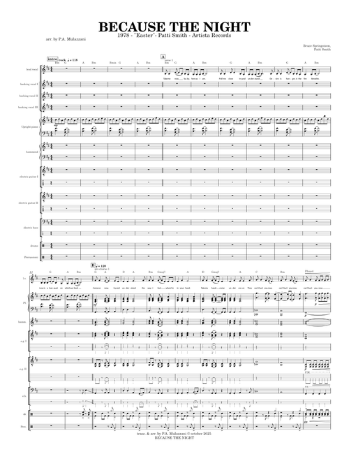Because The Night – Patti Smith - full score (for individual part write to pierangelomulazzani@gmail.com)