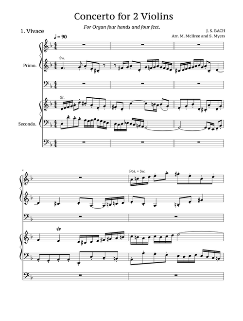 Double Violin Concerto in D Minor – Johann Sebastian Bach Organ Duet