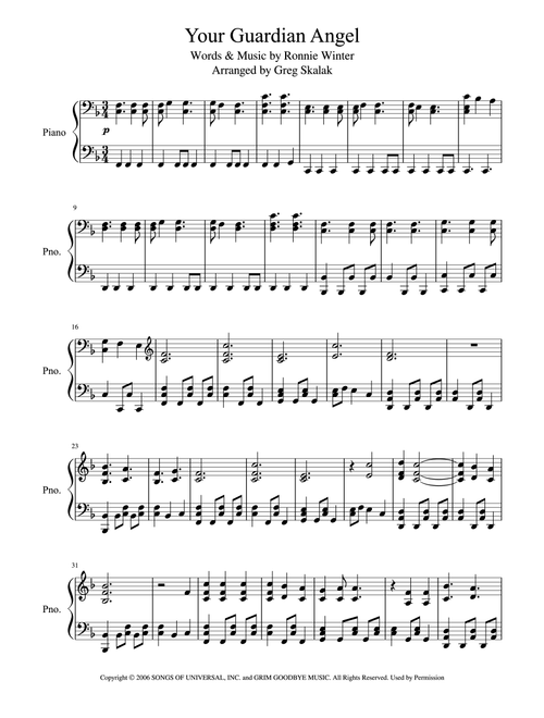 Your Guardian Angel (Arr. Greg Skalak) - The Red Jumpsuit Apparatus (Piano Solo)