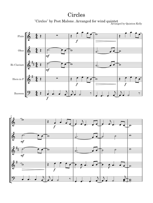 Circles – Post Malone Circles ( Arranged for wind Quintet )