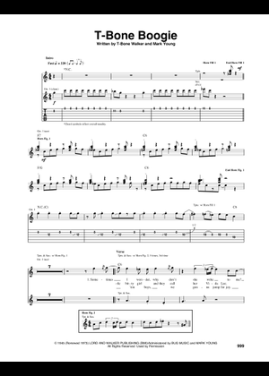T-Bone Walker ブルースギター　楽譜 Play Official version of T-bone shuffle Sheet Music by T