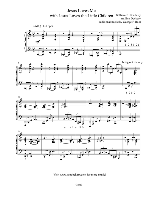Jesus Loves Me (with Jesus Loves the Little Children) (Arr. Ben Dockery) - William B Bradbury George F Root (Piano Solo)