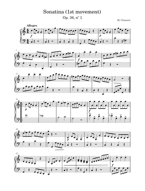 Sonatina in C major, Op. 36, No.1 (Allegro) – Muzio Clementi (1st movement)