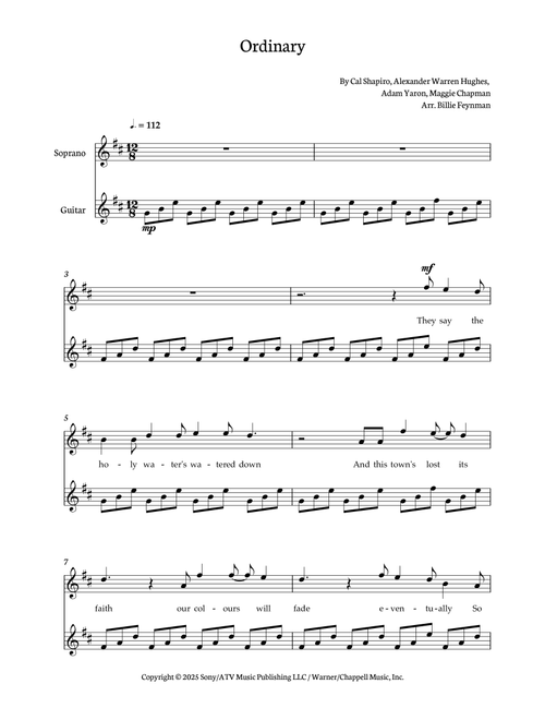 Ordinary (Arr. Billie Feynman) - Alex Warren (Instrumental Duet)