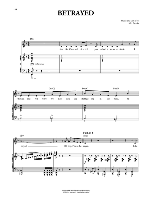 Betrayed (from The Producers) - Mel Brooks (Piano Vocal)