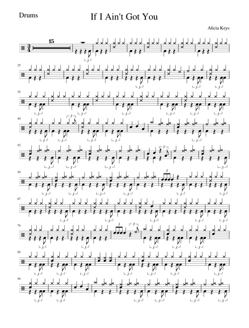 If I Ain't Got You - Alicia Keys (Drum Sheet Music)