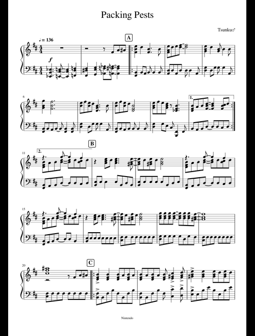 Rhythm Heaven Fever - Packing Pests Sheet Music for Piano (Solo