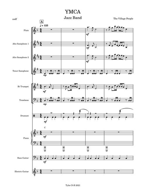 Ymca - Score Only (Arr. Tyler D-B) - Wayne Robert Bell, Gary Verberne (Jazz Ensemble)