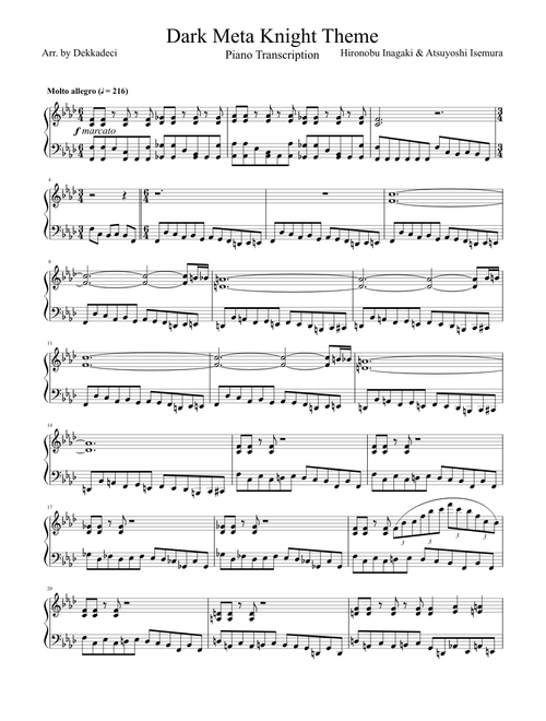 Dark Meta Knight Theme (Piano Transcription)