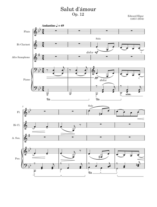 Salut d'amour, Op.12 – Edward Elgar Salut D'amour trio