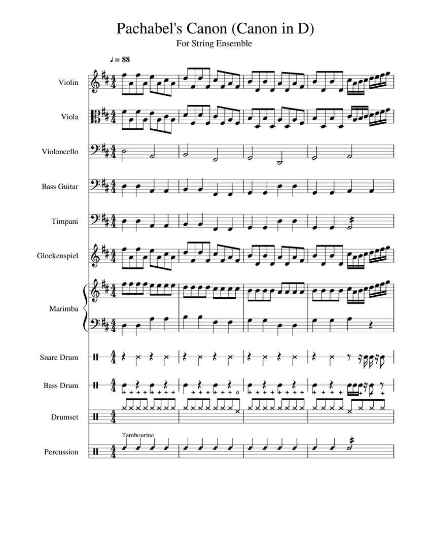Canon in d instruments used top