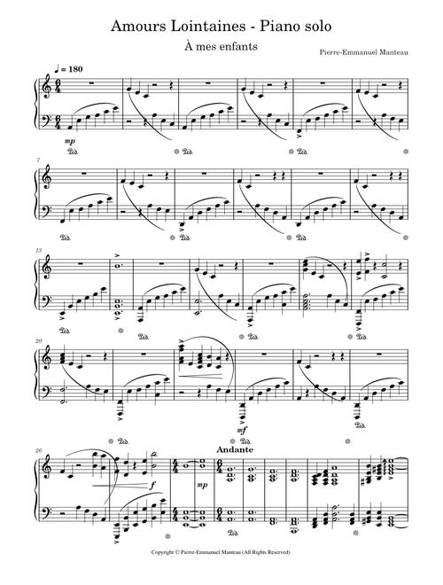 Amours Lointaines - Piano solo - Pierre-Emmanuel Manteau