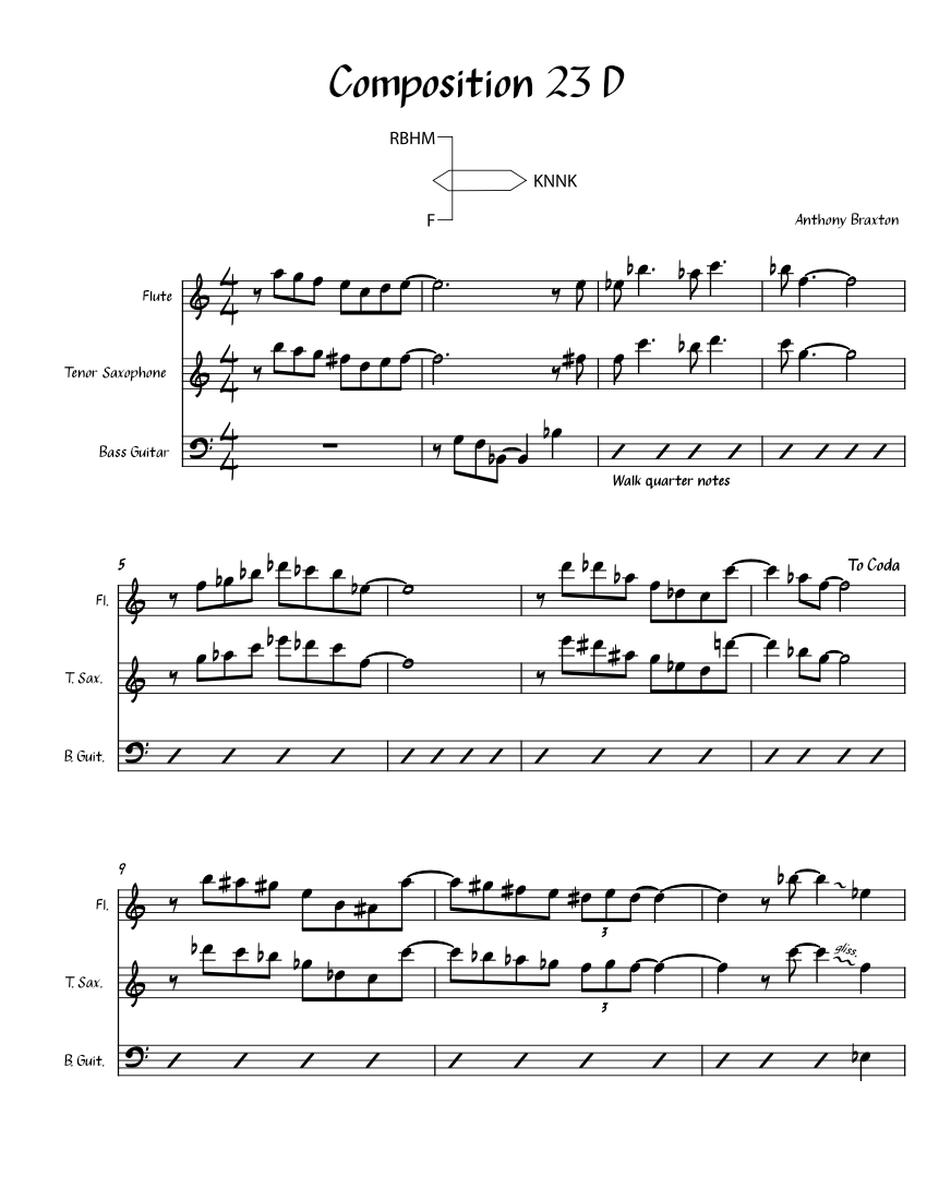 Composition 23 D – Anthony Braxton Sheet music for Flute Composition 23 D – Anthony Braxton Sheet music for Flute