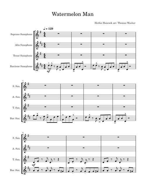 Watermelon Man Sax Quartet (SATB)