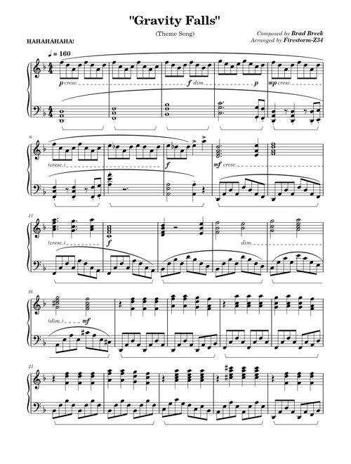 Gravity Falls Theme Song - Piano
