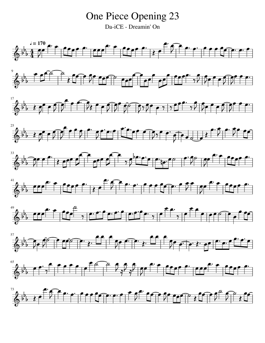 One Piece Opening 23 Sheet Music for Flute (Solo) | MuseScore.com