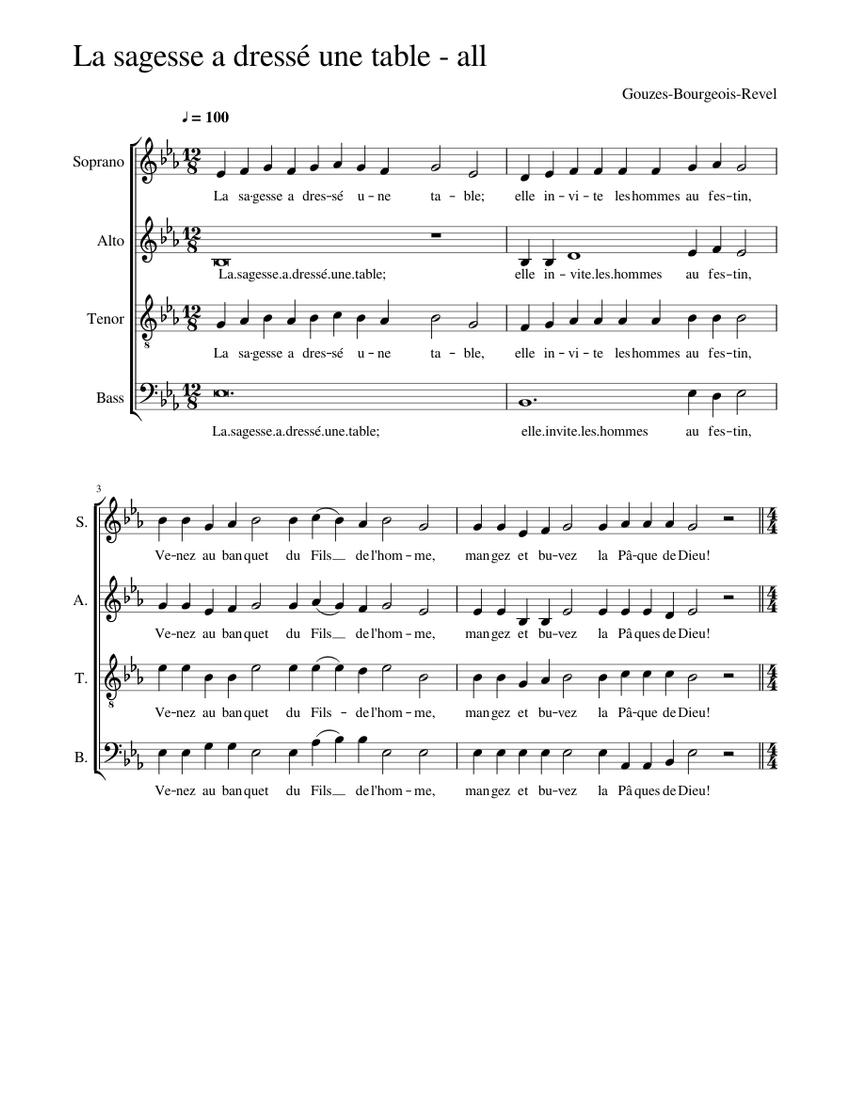 La sagesse a dressé une table all Sheet music for Soprano, Alto