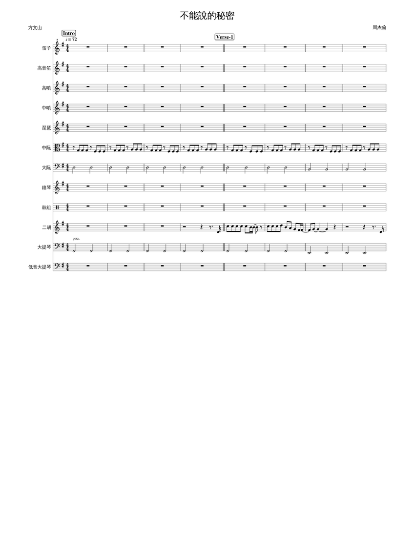 Secret(不能說的秘密) Sheet music for Contrabass