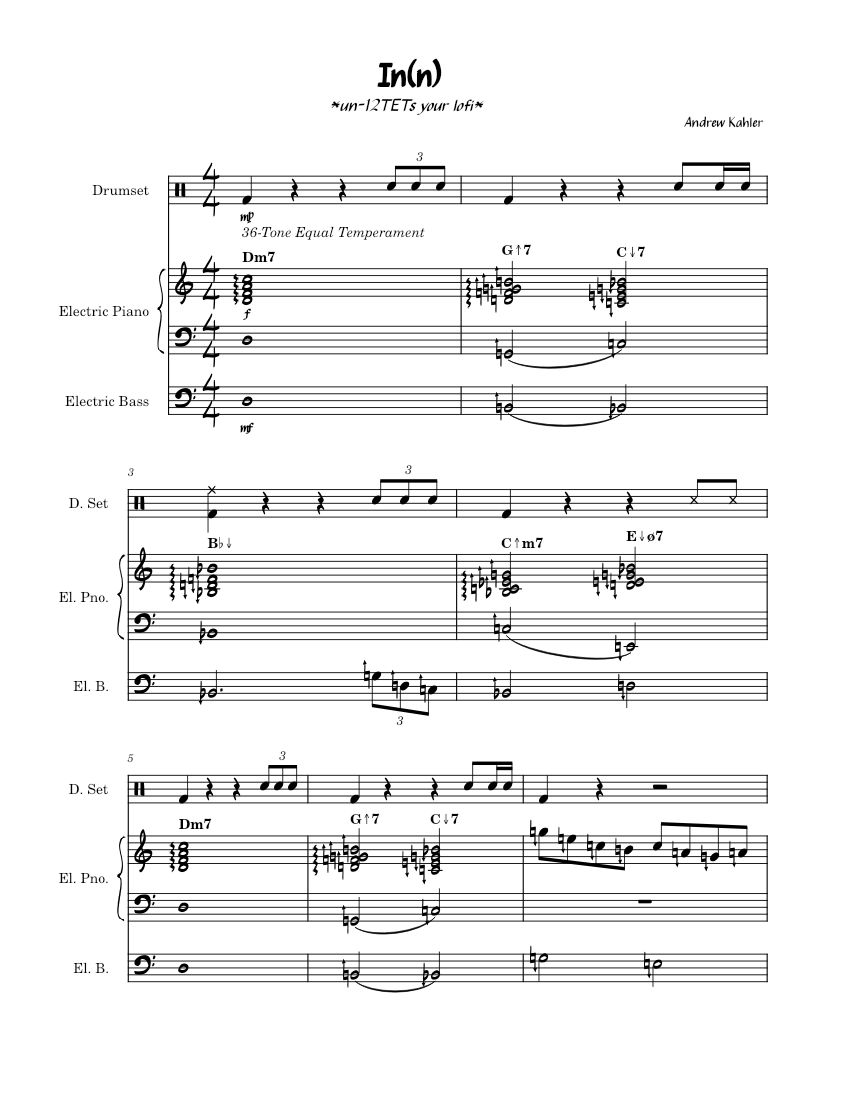 Inc. Song Note In(n) Sheet Music for Piano, Bass guitar, Drum group (Mixed Trio ...