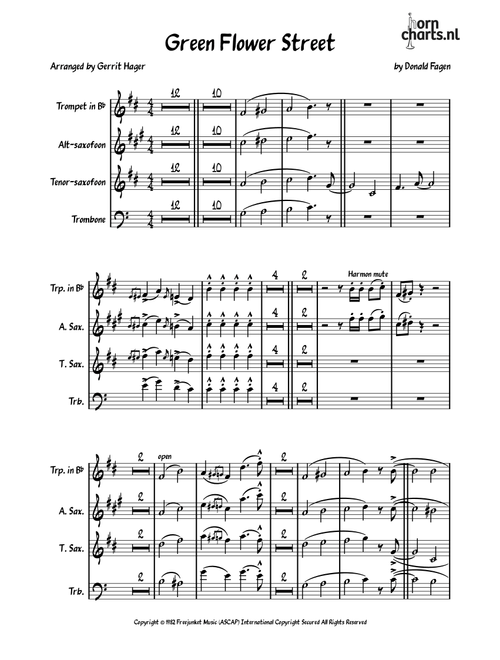 Green Flower Street (Arr. Gerrit Hager) - Steely Dan (Small Ensemble)