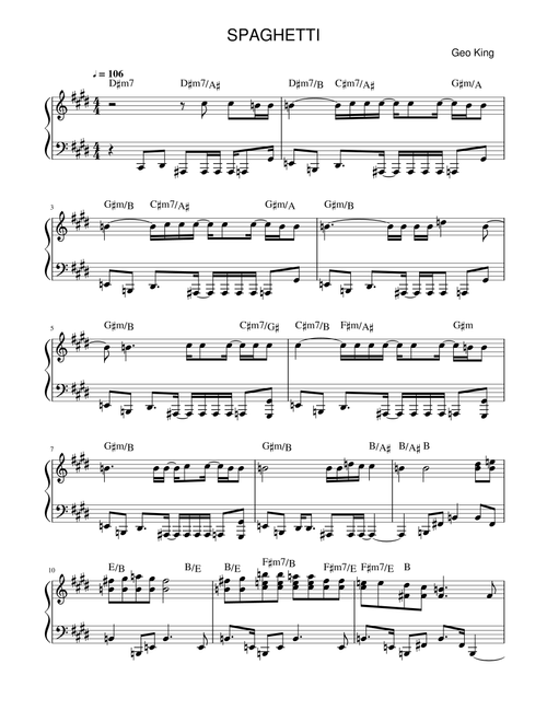 Spaghetti (Arr. Gregory King) - SSERAFIM (Easy Piano)
